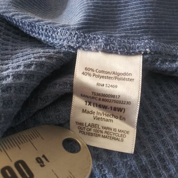 Terra & Sky women's size 1X blue waffle knit sweater - Picture 11 of 12